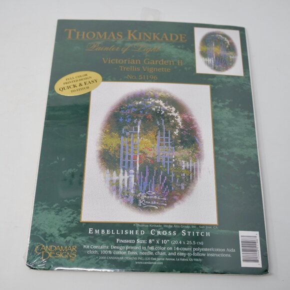 NEW Thomas Kinkade Victorian Garden II Trellis Vignette Counted Cross Stitch Kit - Picture 1 of 4